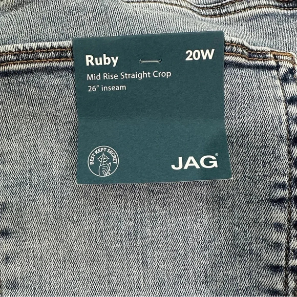JAG Ruby Mid-Rise Straight Crop Christopher Blue Raw Hem Denim Size 20W NWT - Picture 9 of 11